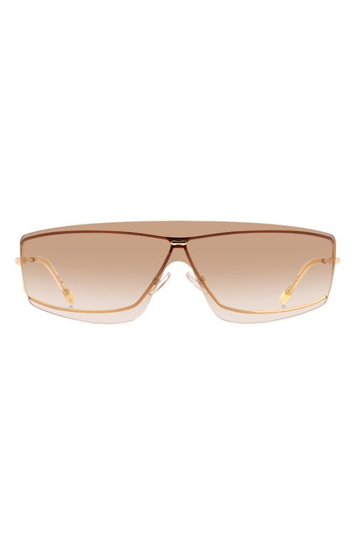 99mm Gradient Oversize Shield Sunglasses in Gold Yellow/Brown Gradient