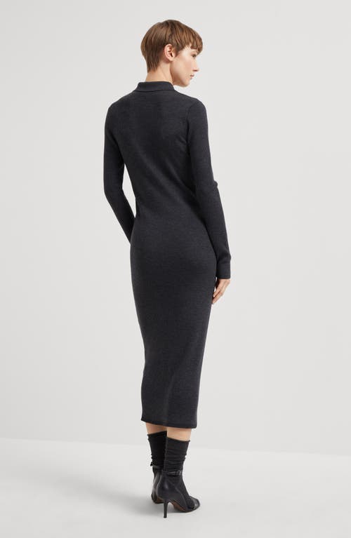 Shop Brunello Cucinelli Knit Dress In Anthracite