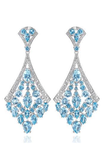 Shop House Of Frosted Blue & White Topaz Drop Earrings In Silver/topaz
