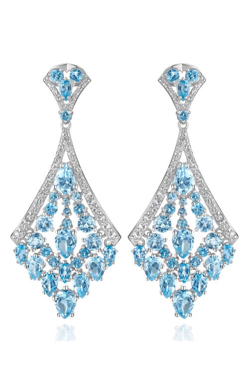 Shop House Of Frosted Blue & White Topaz Drop Earrings In Silver/topaz