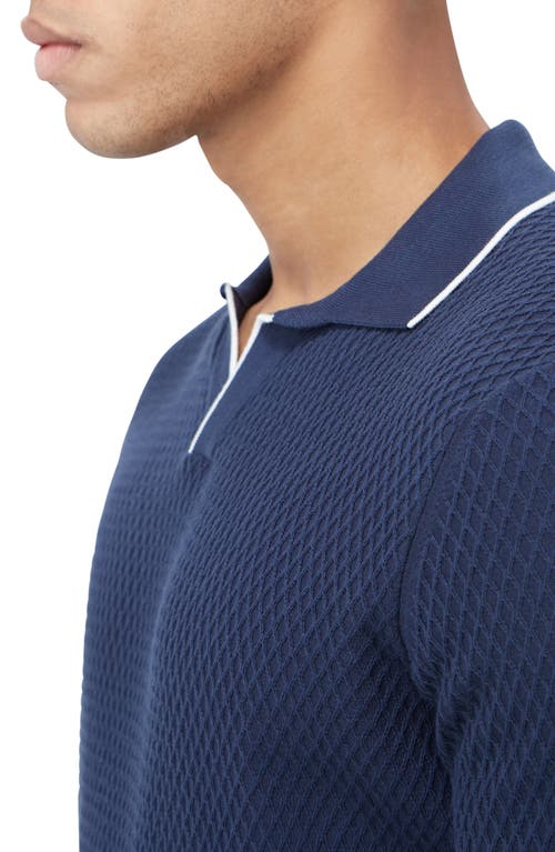 Shop Bugatchi Tipped Johnny Collar Polo In Navy