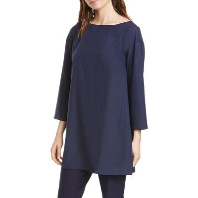 Eileen Fisher Bateau Neck Tencel Lyocell Blend Tunic
