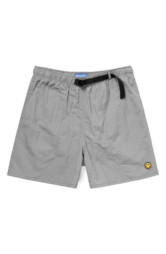 Market Smiley® Tech Belted Nylon Shorts In Grey