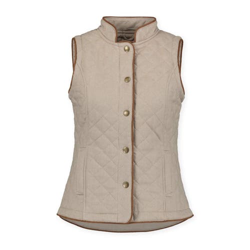 Hope & Henry Quilted Riding Vest In Taupe Herringbone