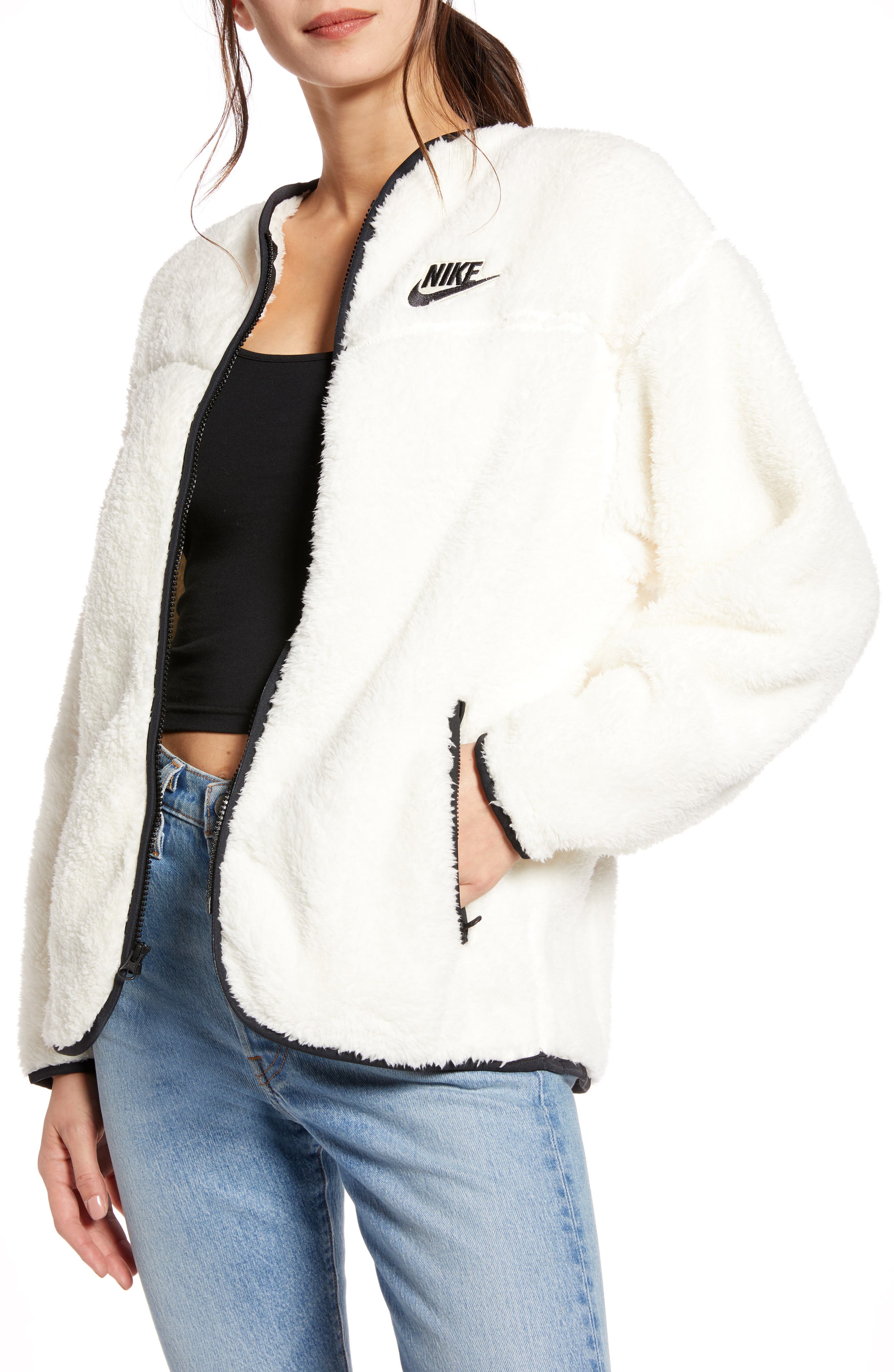 nike fleece jacket white