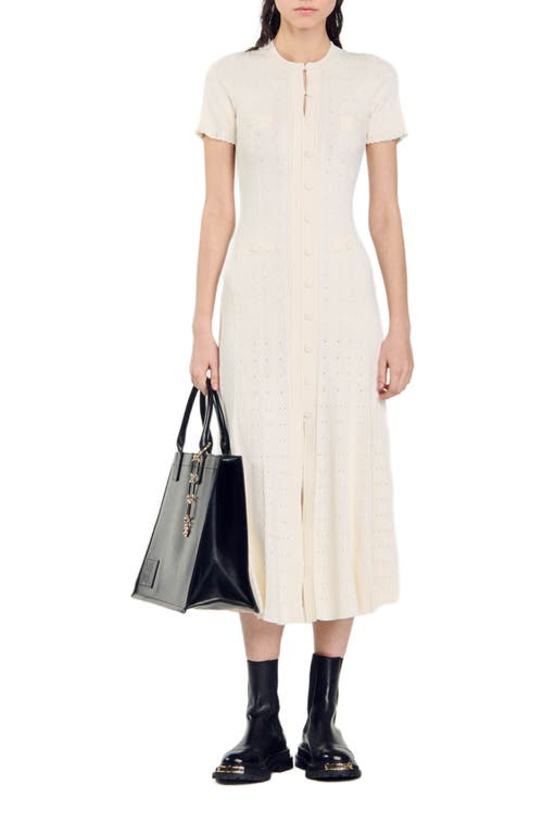 Shop Sandro Knit Maxi Dress In Ecru