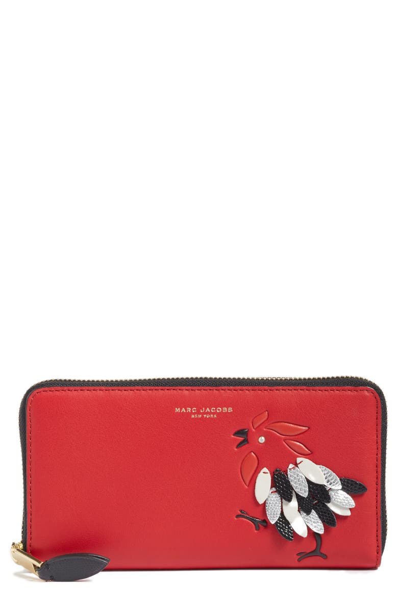 MARC JACOBS Rooster Continental Wallet, Main, color, SCARLET