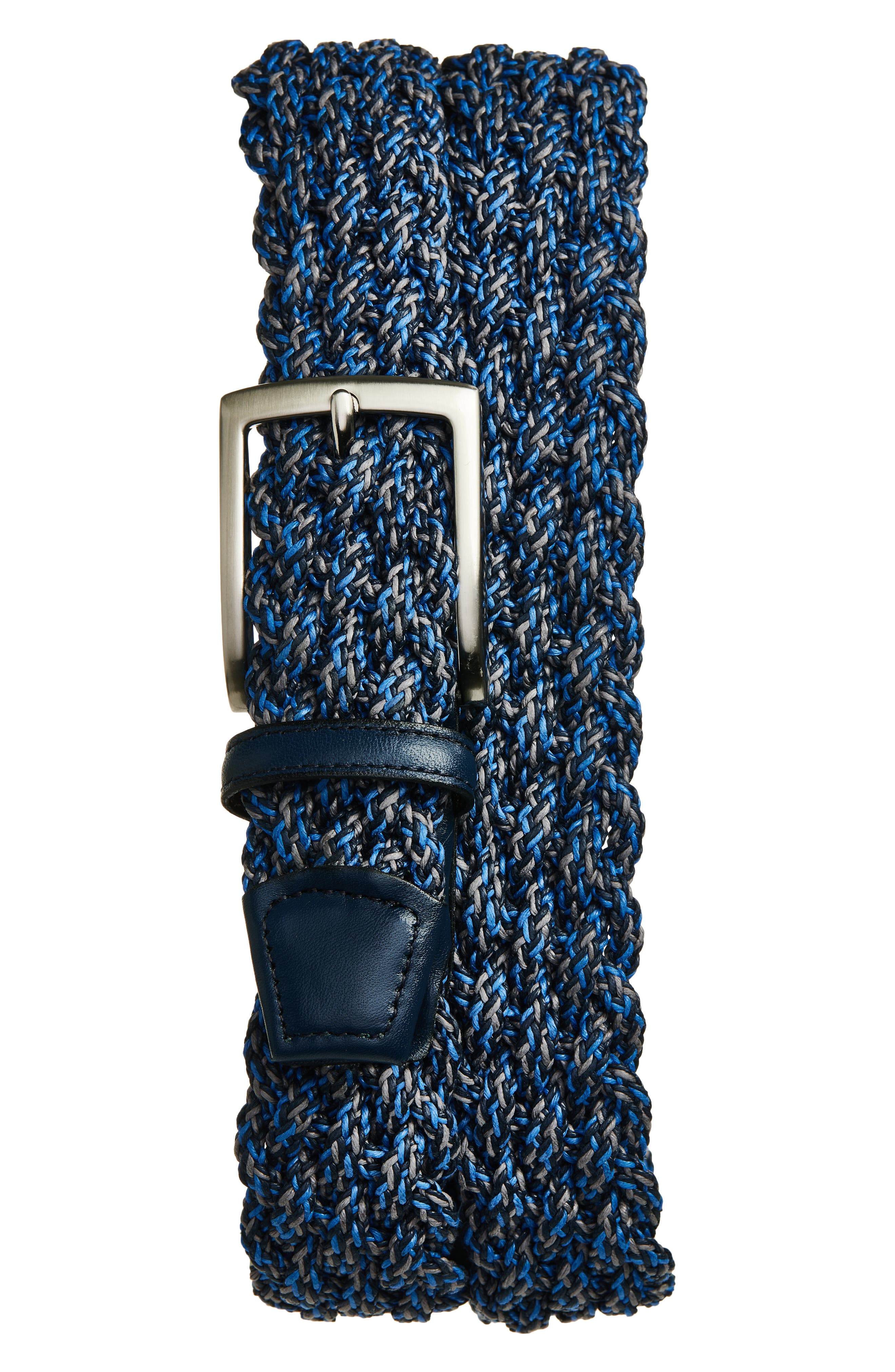 Torino Italian Double Braided Cotton Belt in Navy Multi 