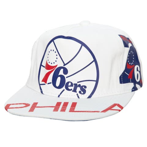 Philadelphia 76ers Mitchell & Ness Hot Fire Snapback Hat - White