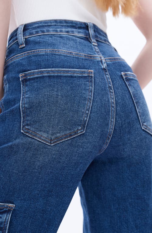 Bayeas High Waist Wide Leg Cargo Jeans In Indigo Rock