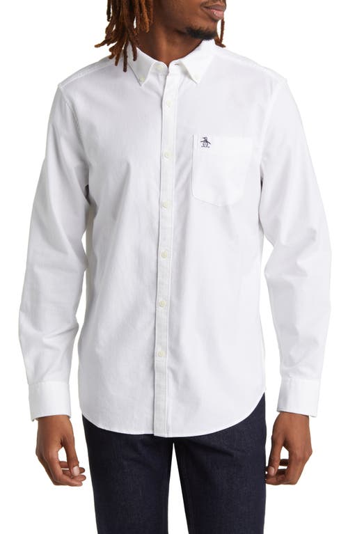 Solid Stretch Button-Down Oxford Shirt in Bright White
