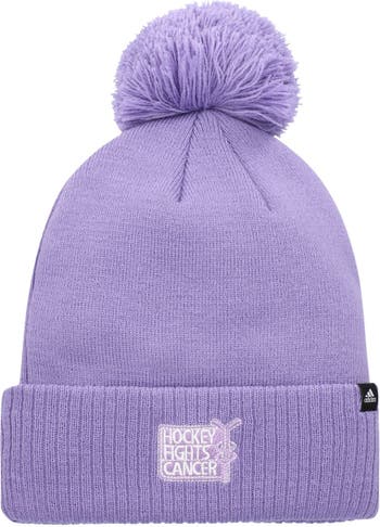 Pittsburgh Penguins adidas 2021 Hockey Fights Cancer Cuffed Knit Hat with  Pom - Purple