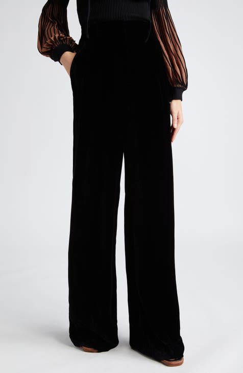 Velvet wideleg trousers - Woman