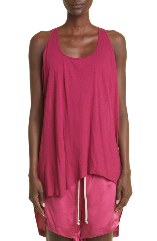 RICK OWENS ASYMMETRIC LONGLINE SHEER ORGANIC COTTON TANK TOP