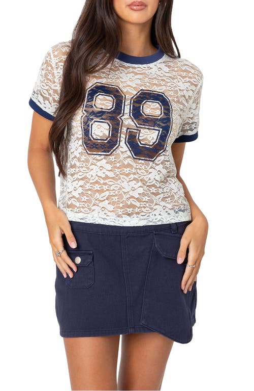 Edikted Sheer Lace 89 T-shirt In White