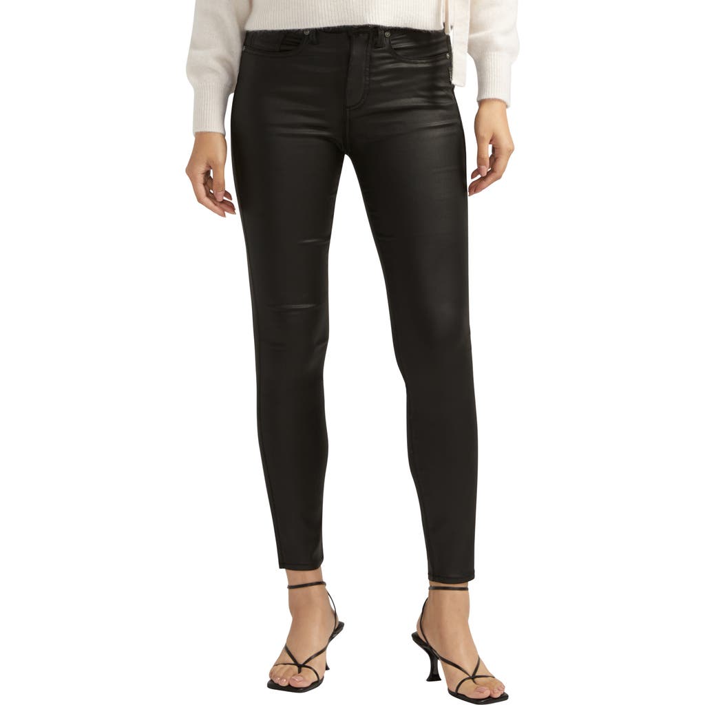 Silver Jeans Co. Isbister High Waist Coated Skinny Pants In Black