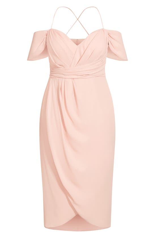 City Chic Entwine Cold Shoulder Dress In Ballet Pink