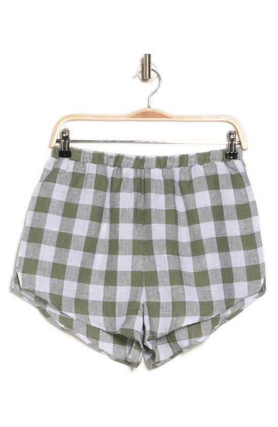 Vitamin A Tallows Stripe Linen Cover-up Shorts In Ecolinen Agave Gingham