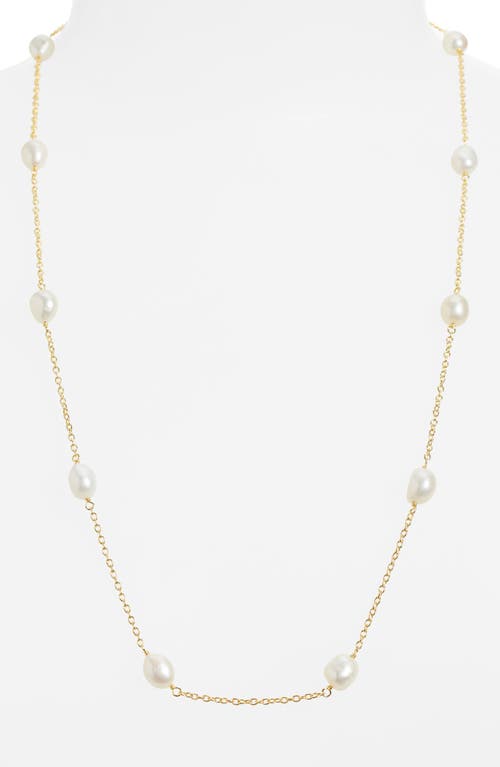 Shop Ki-ele Pearl Station Necklace In Freshwater Pearl/gold