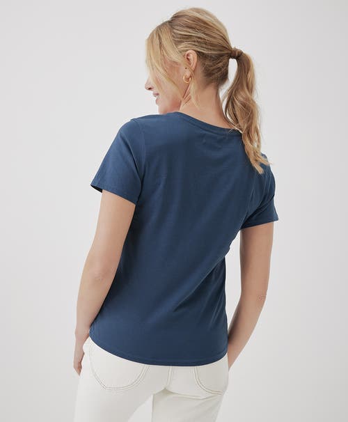 Pact Organic Cotton Softspun V-neck Tee In French Navy