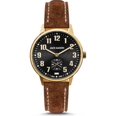 Jack Mason Field Sub Second Leather Strap Watch,