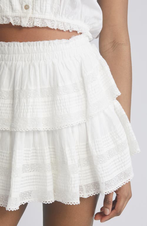 Shop Loveshackfancy Tiered Ruffle Cotton Miniskirt In Antique White