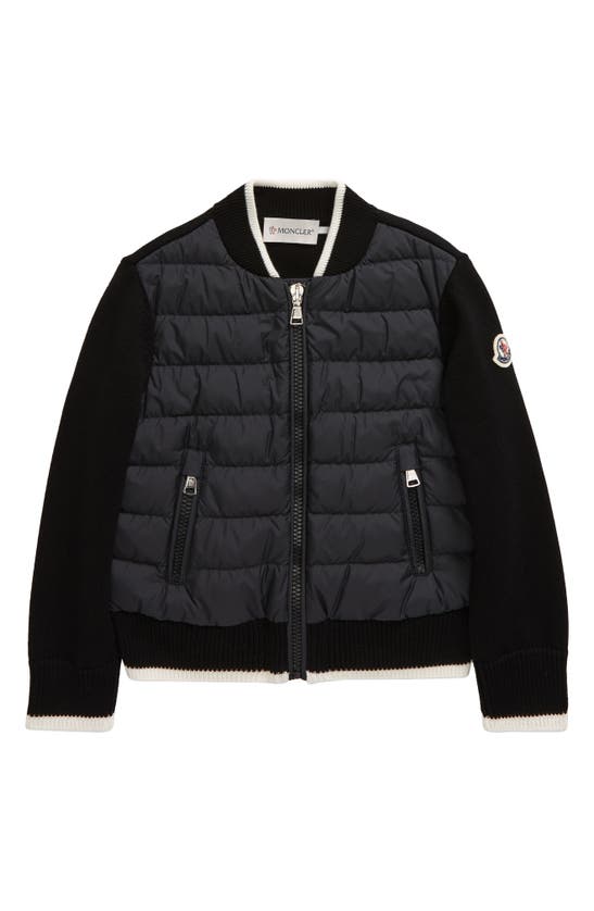 Shop Moncler Kids' Mixed Media Quilted Down Jacket In Black