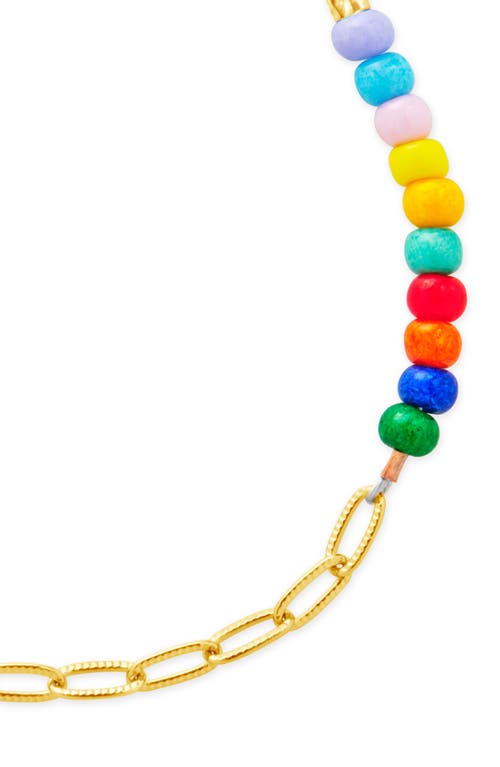 Sterling Forever Iridiana Rainbow Beaded Bracelet In Gold