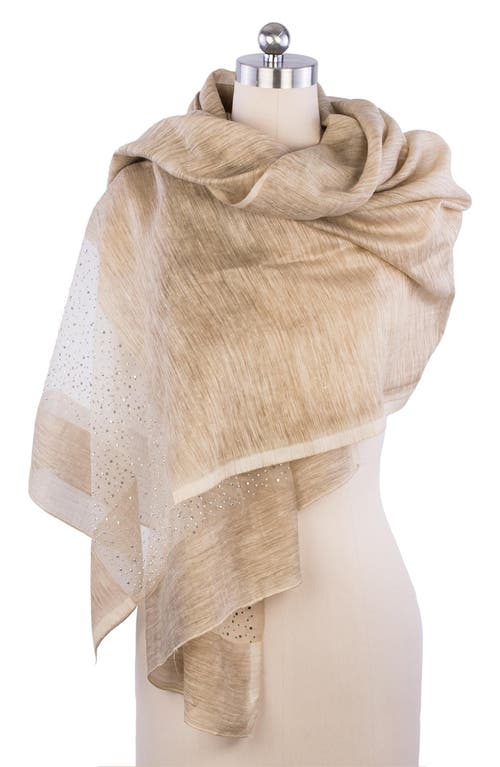 Saachi Crystal Embellished Silk & Wool Scarf In Sand