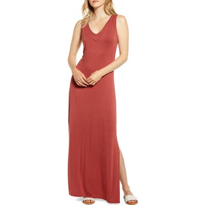 Bobeau Ansel Tie Back Jersey Maxi Dress, Pink