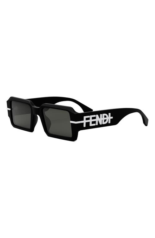 Shop Fendi 'graphy 52mm Geometric Sunglasses In Matte Black/smoke