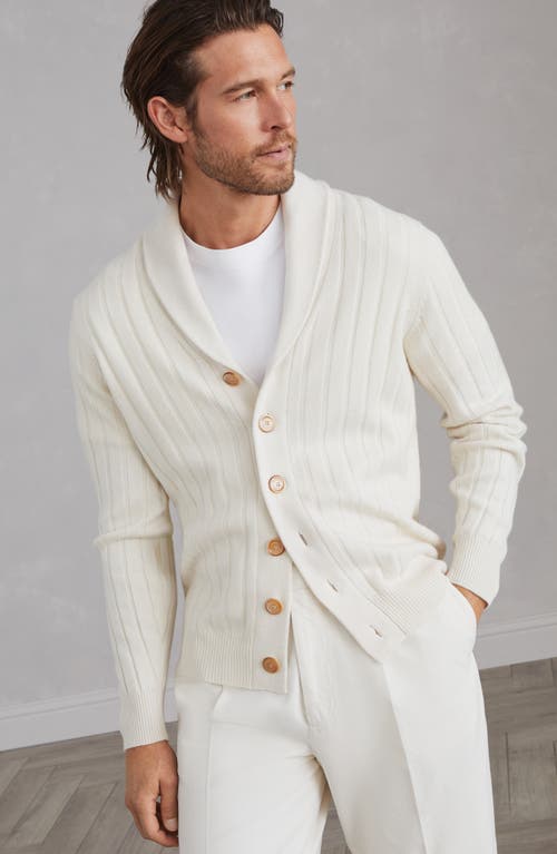 Shop Brunello Cucinelli Cashmere Flat Rib Cardigan In Beige