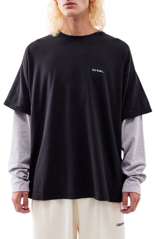 iets frans Double Layer Long Sleeve T-Shirt in Charcoal