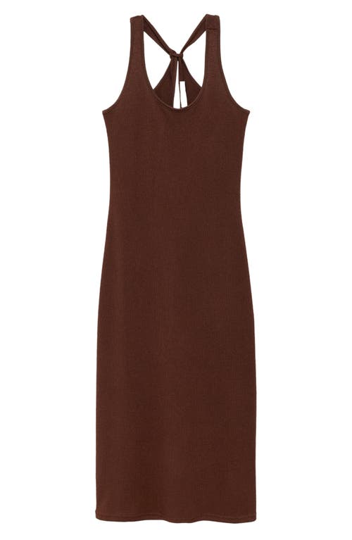 Shop Mango Racerback Knit Dress In Brown