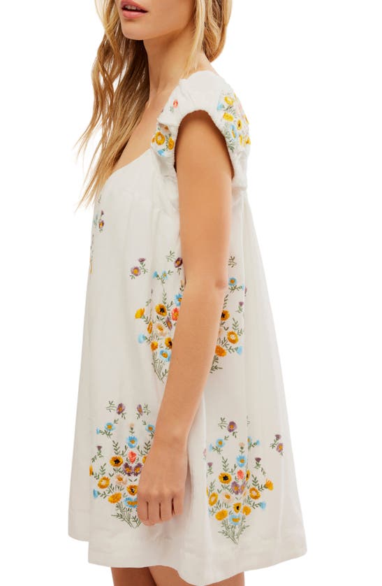 Shop Free People Wildflower Embroidered Minidress In Cream Combo