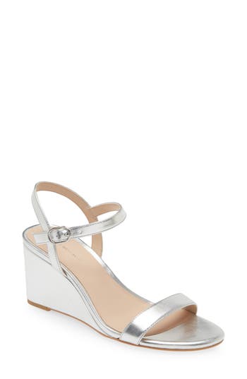 Stuart Weitzman Dancer Wedge Sandal In Silver