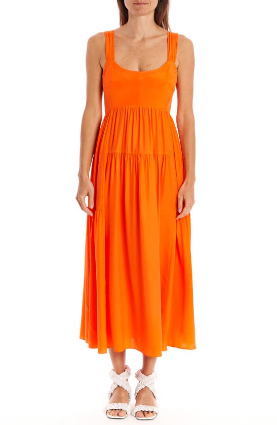 La Ligne Cutout Back Silk Maxi Dress In Tangerine