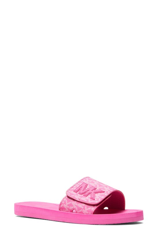 Michael Michael Kors Mk Logo Slide Sandal In Cerise
