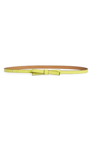 Shop Kate Spade New York Shoestring Bow Belt In Wasabi/pale Polished Gold