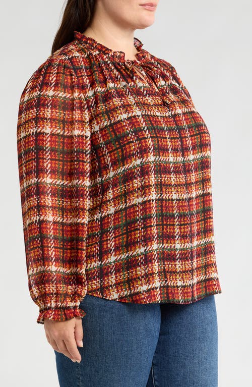 JONES NEW YORK JONES NEW YORK PLAID PEASANT TOP 