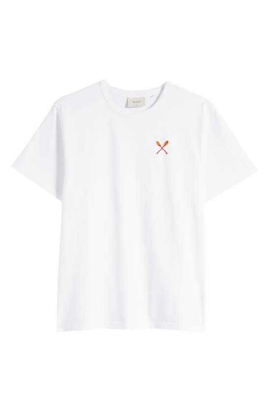 Shop Forét Sail Embroidered Oars Organic Cotton T-shirt In White