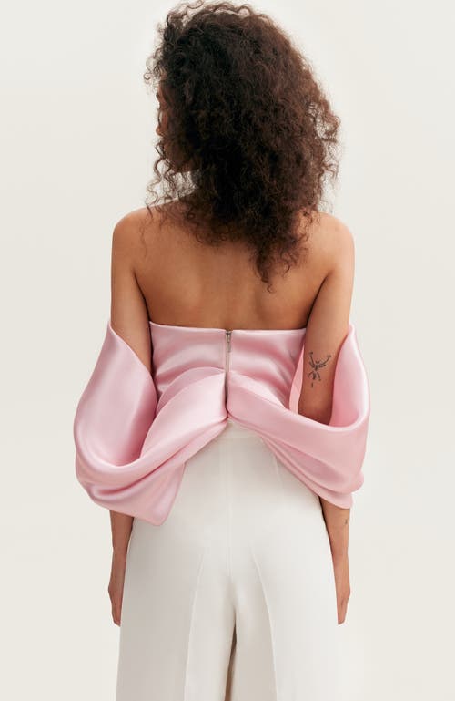 Shop Milla Pink Organza Off-shoulder Blouse With Meringue Flounces