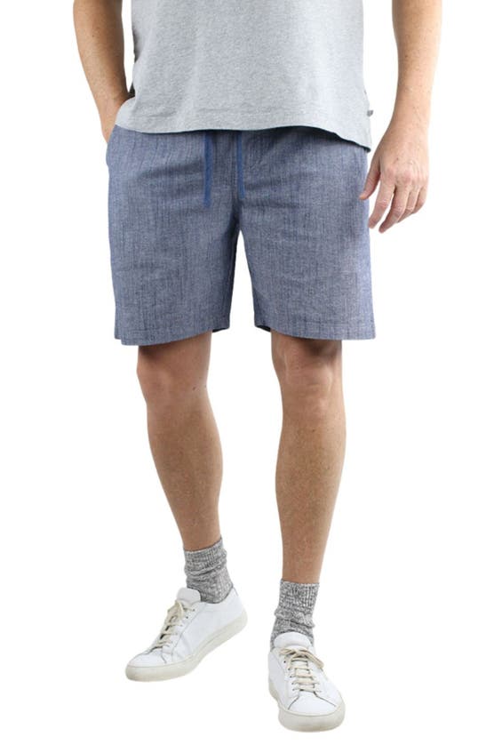 Shop Jachs Stretch Chambray Pull-on Shorts In Indigo