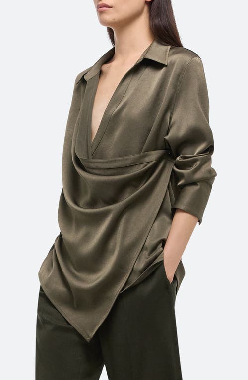 Shop Helmut Lang Relax Faux Wrap Shirt In Olive - F0x