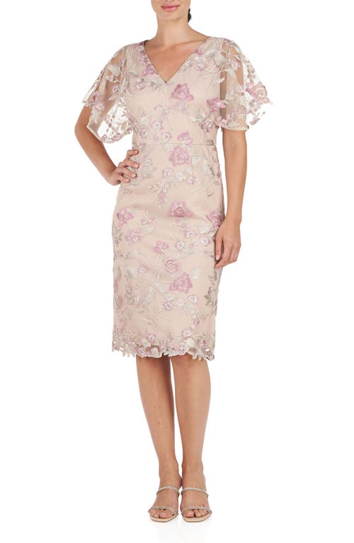 Js Collections Blake Floral Cocktail Sheath Dress In Neutral