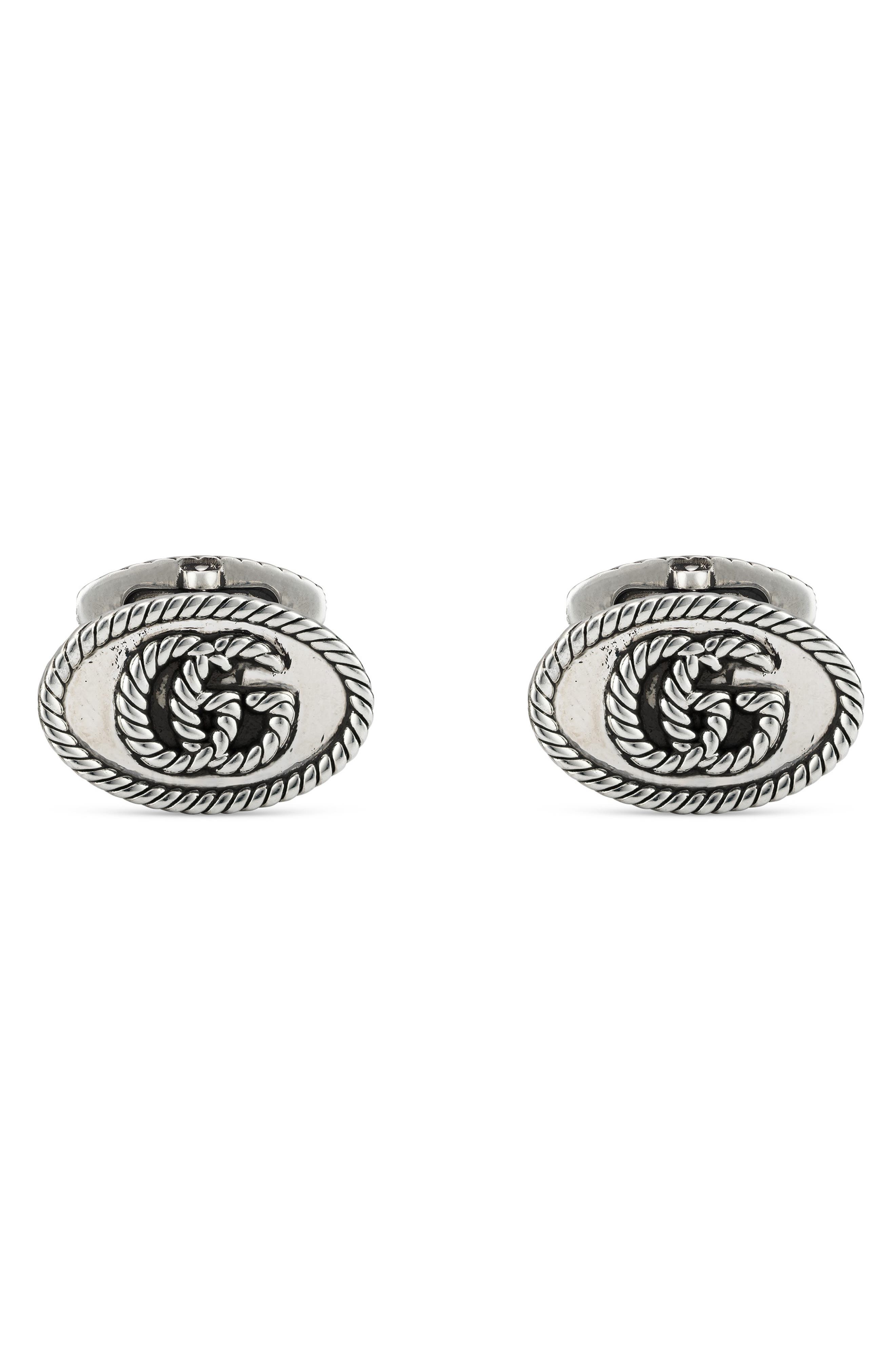 Gucci Double-G Cuff Links in Silver at Nordstrom