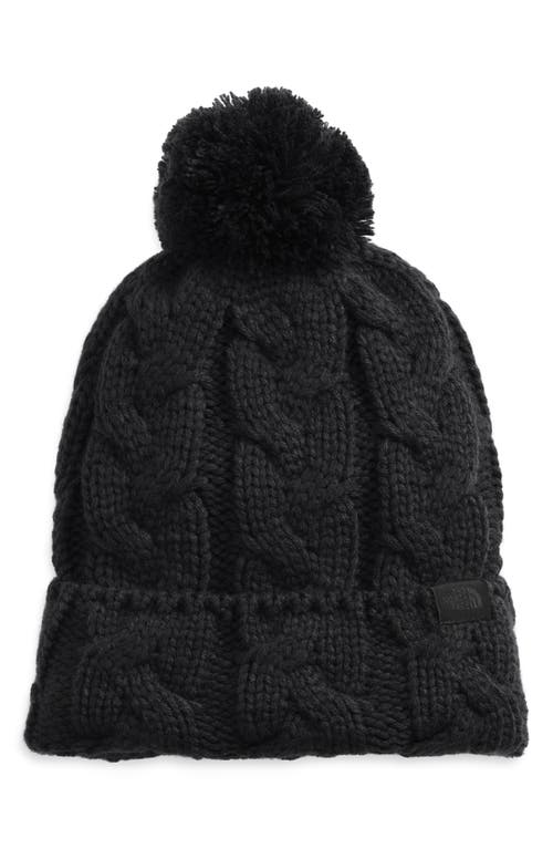 The North Face Minna Cable Knit Pom Beanie in Black