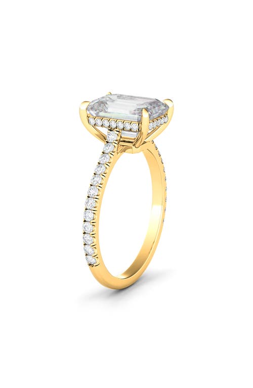 Hautecarat Emerald Cut Pavé Lab Grown Diamond Ring In 2.50 Ctw 18k Yellow Gold