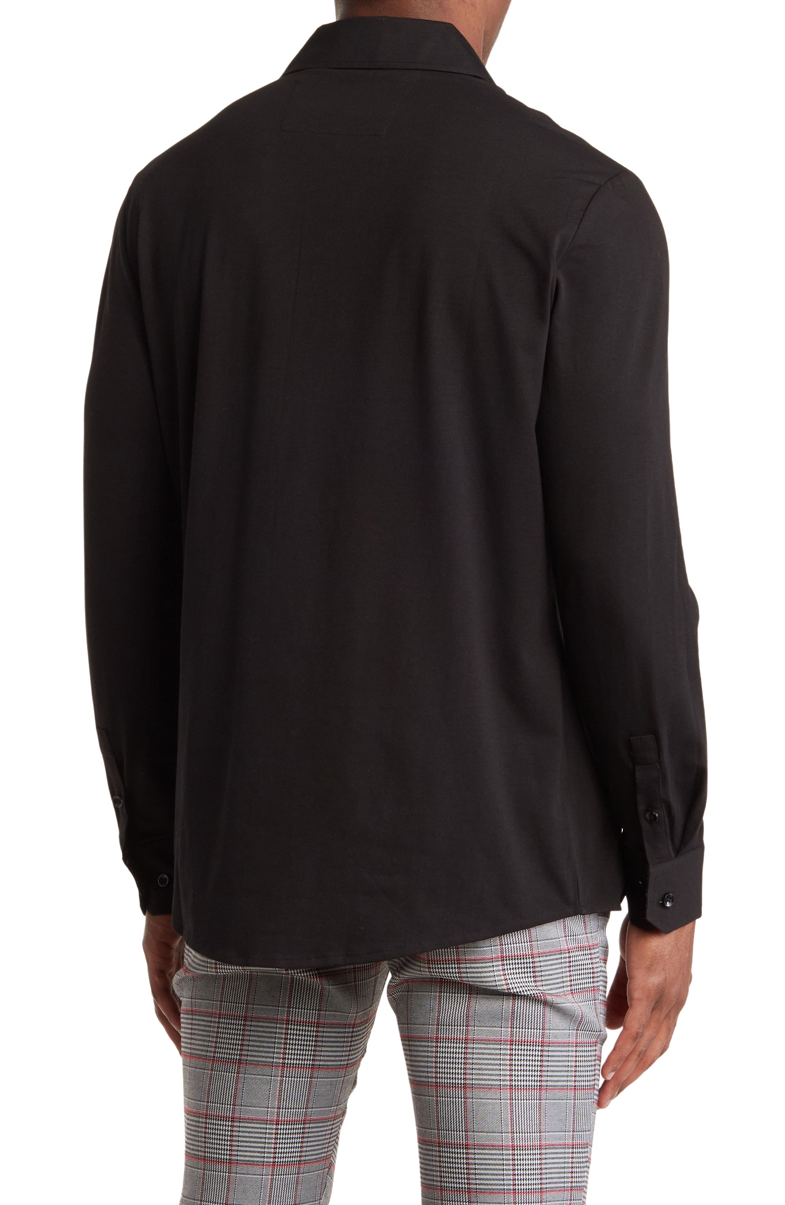 T.R. PREMIUM Solid Tailored Fit Stretch Knit Dress Shirt Nordstromrack