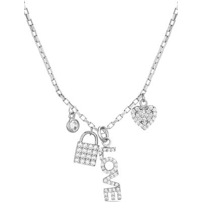 Lesa Michele Heart & Locket Cubic Zirconia Pendant Necklace